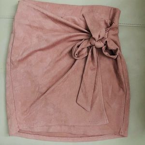 Size Small Blush pink mini skirt with tie waist
